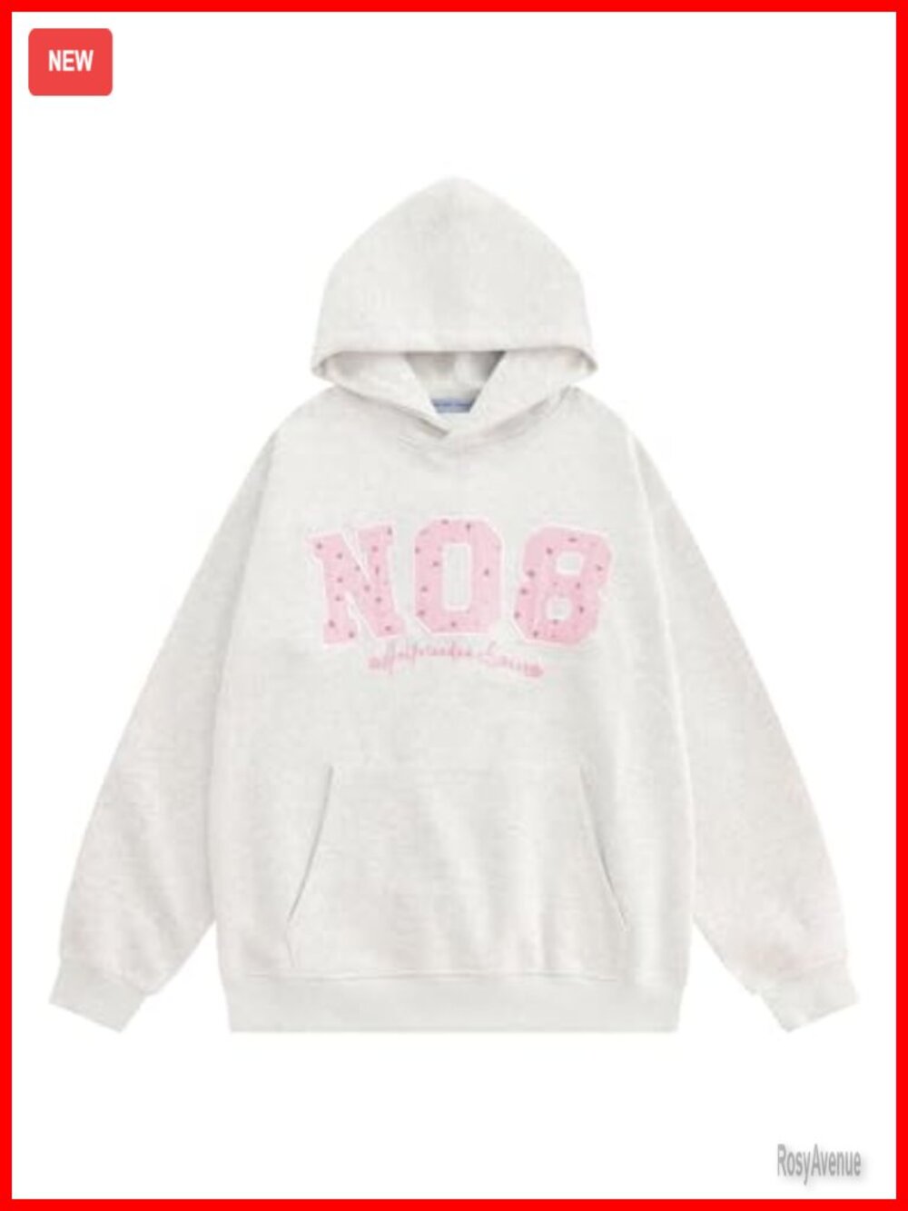 Oversized Graphic Hoodie Y2K Flower Embroidery Pullover Sweatshirt